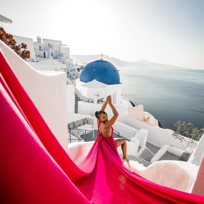 Flying Dress Photoshoot Santorini - Photowalk in Santorini - With the flying dresses will make this photo shooting magical and unique. Flying Dress Photos Santorini